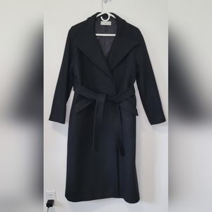 Mango Black lined wool wrap coat Small